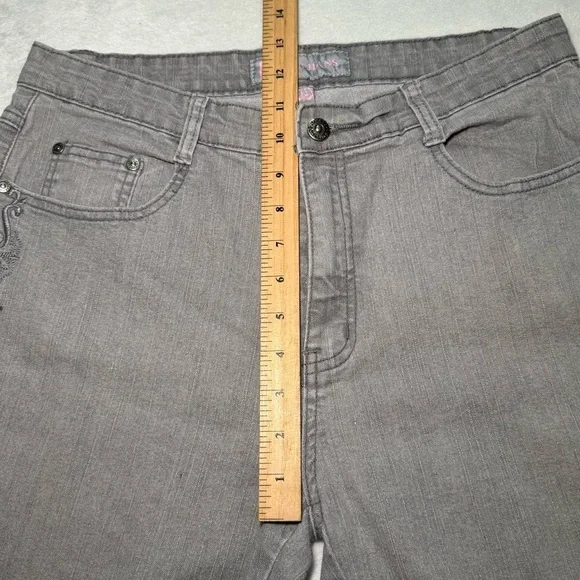 COS Y2K Gray Flared Jeans with Side Rhinestone Embellishments - Picture 8 of 9